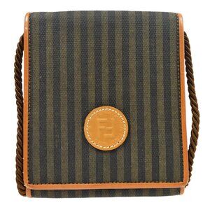 Fendi Brown Pequin Pochette Shoulder Bag AK38037c
